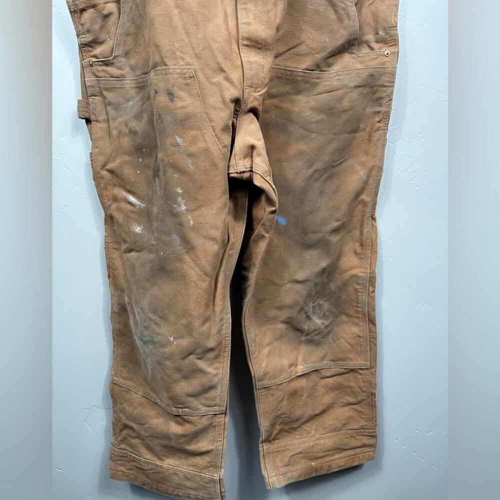 VINTAGE CARHARTT MEN'S BIB OVERALL RELAXED FIT DUCK BROWN 38x30 - Picture 6 of 7
